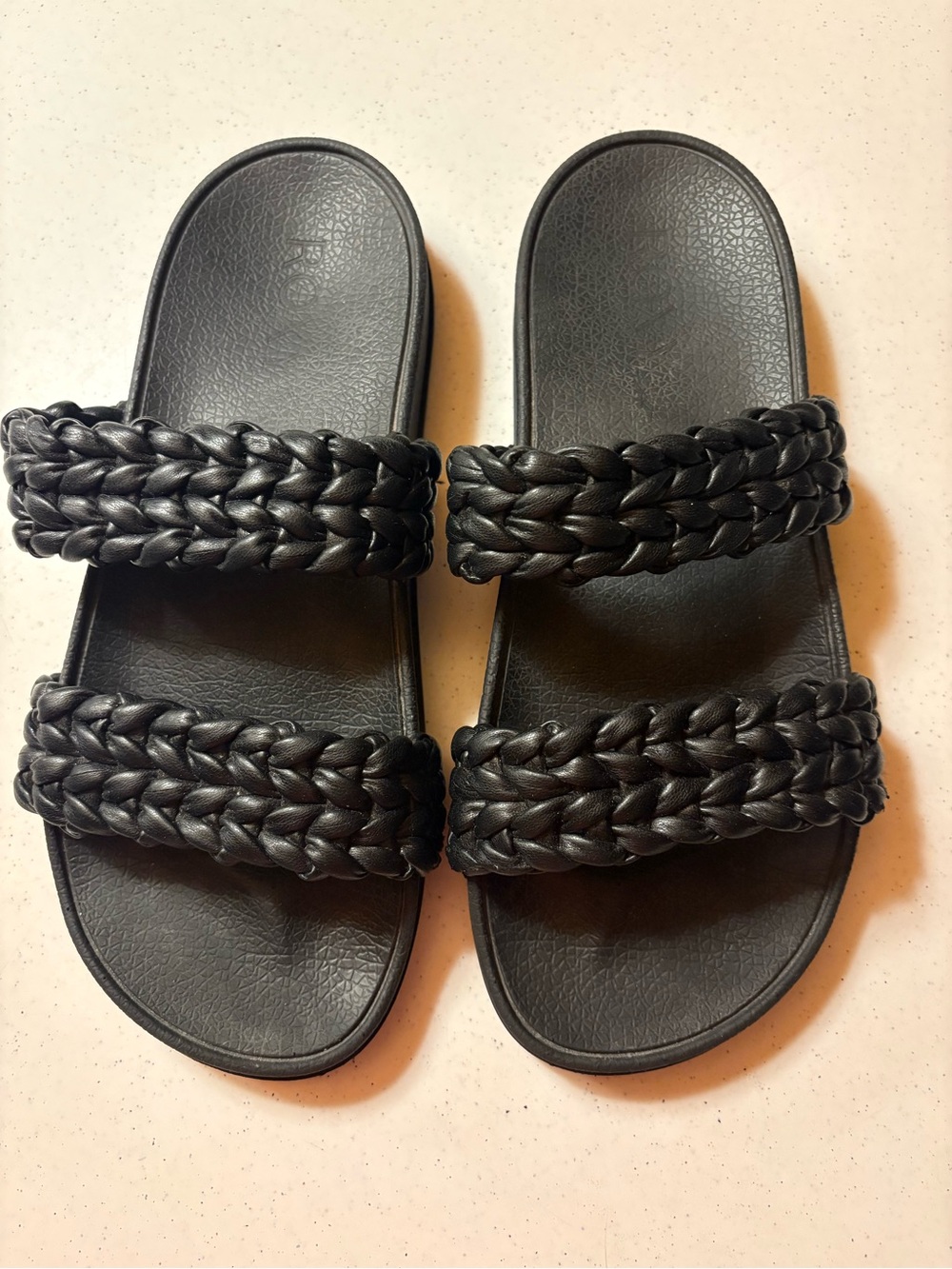 Roxy Braided Double-Strap Slide Sandals - Black
